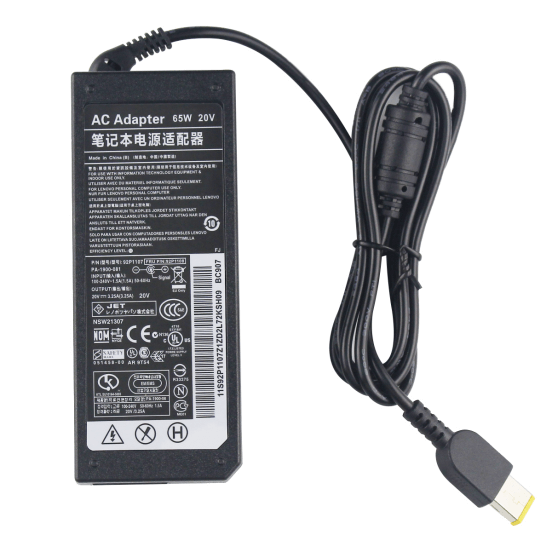 Compatible Laptop Adapter (Square outlet power cord) for Lenovo X240 G400 G500 E450 E550 T440SX250 20v3.25A